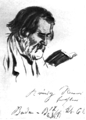 Рис. 17. И. С. Тургенев. Рисунок Людвига Пича. Баден-Баден.1868 г.
