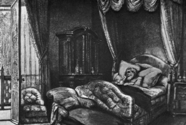 Рис. 22. Умирающий Тургенев. Рисунок К. Шамро. 1883 г.
